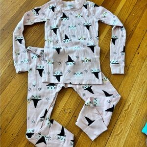 Hanna Andersson Light Pink Cat Witch Hat Pajama Set